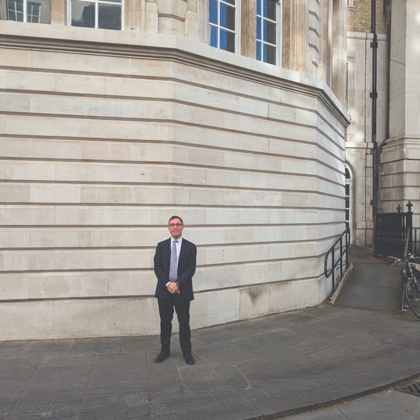 Mario on some of the ground occupied by the original Treasury Chambers in Whitehall Palace, between the MoD building and 61 Whitehall
